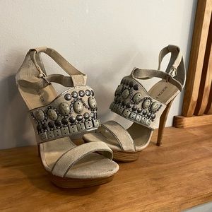 Taupe Suede Boston Proper High Heel Sandals SIZE 9